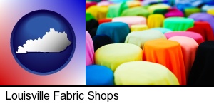 Louisville, Kentucky - bolts of fabric in a fabric shop